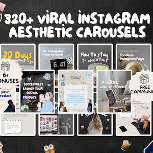 320 Aesthetic Carousel Templates for Instagram and Tiktok Social Media Carousel Templates with MRR PLR Rights dfy carousel templates insta