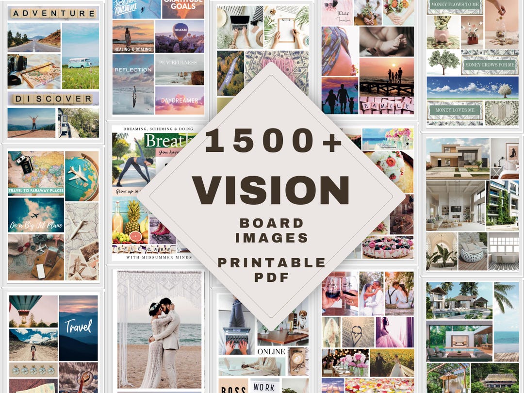 2025 Vision Board Kit Printable PDF Images for Women Manifest Happiness ...
