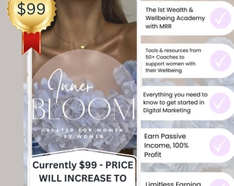 Inner Bloom DFY Wealth & Wellbeing Academy with Master Resell Rights. Includes 28 Done for you digital marketing guide with MRR faceless