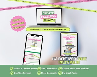 CFW Create Faceless Wealth Course with %85 Affiliate Course Faceless Marketing Course Digital Marketing Course Faceless Course with sneak