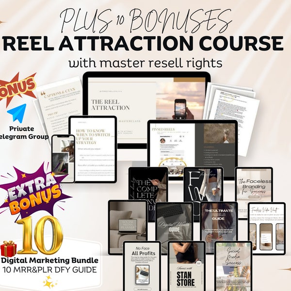 The Reel Attraction Course with Master Resell Rights Done For You Mini Instagram Course 10 Bonuses w/ MRR & Private Label Rights PLR