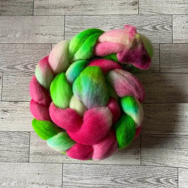 4 oz corriedale for spinning/felting-watermelon