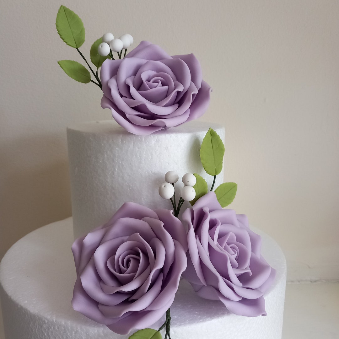 Ready to Post Flowers and Leaves Set With Lilac Roses White Etsy