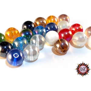 20 perles de verre A/B - sphère 12 mm - Ronde - Diverses couleurs - Sphère - KV3-12 MM