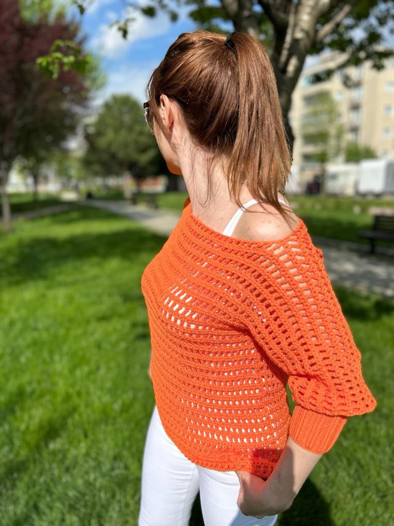 Handmade Blouse 100% Handmade Women Blouse Knitted blouse with holes that will suit you very cool zdjęcie 2