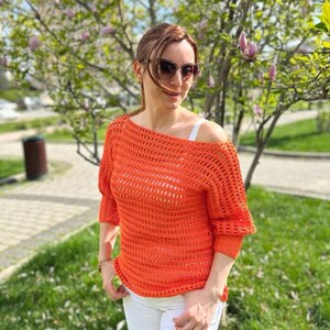 Handmade Blouse 100% Handmade Women Blouse Knitted blouse with holes that will suit you very cool zdjęcie 10
