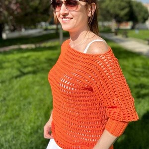 Handmade Blouse 100% Handmade Women Blouse Knitted blouse with holes that will suit you very cool zdjęcie 4