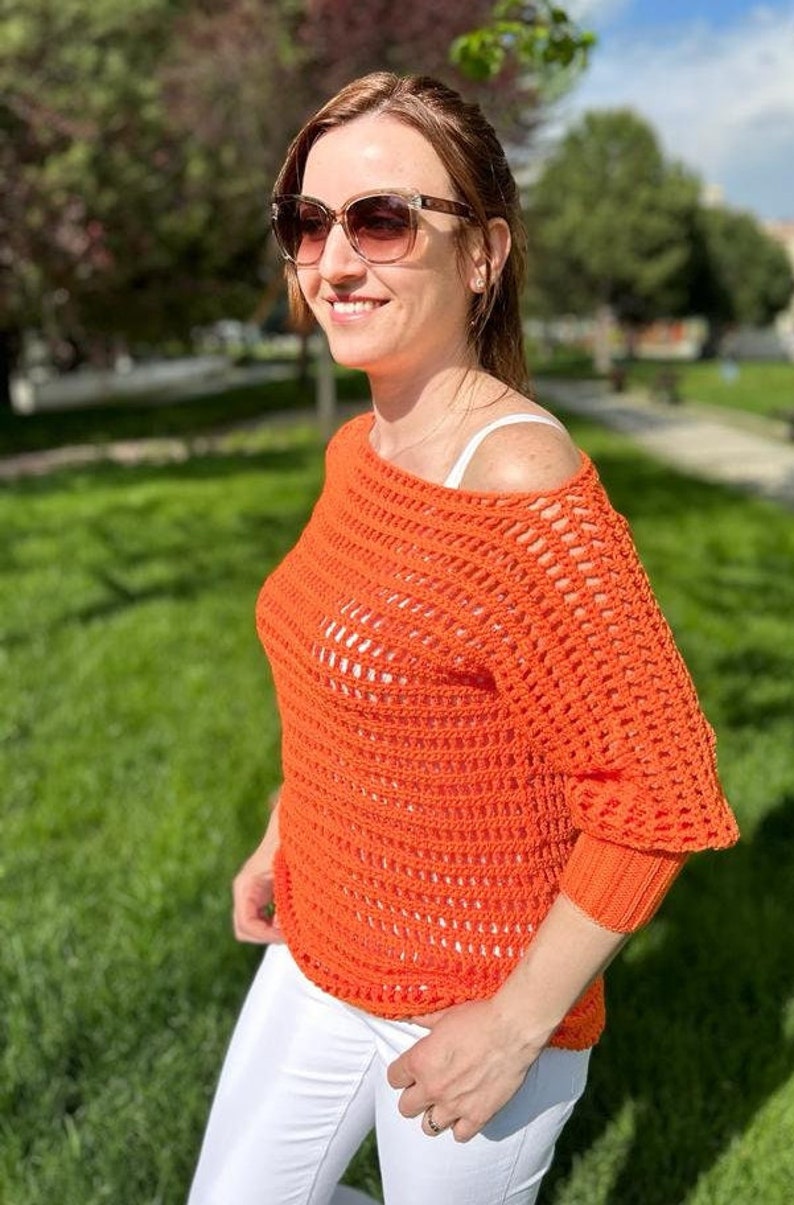 Handmade Blouse 100% Handmade Women Blouse Knitted blouse with holes that will suit you very cool zdjęcie 4