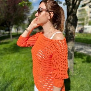 Handmade Blouse 100% Handmade Women Blouse Knitted blouse with holes that will suit you very cool zdjęcie 1