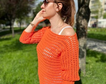 Blusa Hecha a Mano / 100% Hecha a Mano / Blusa Mujer Blusa de punto con agujeros que te quedará muy chula