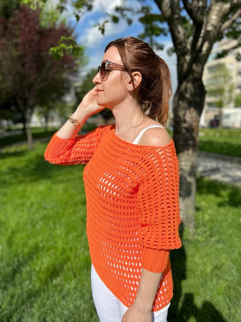 Handmade Blouse 100% Handmade Women Blouse Knitted blouse with holes that will suit you very cool zdjęcie 1