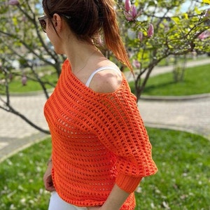 Handmade Blouse 100% Handmade Women Blouse Knitted blouse with holes that will suit you very cool zdjęcie 7