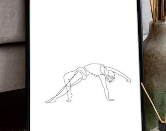 Minimalist Yoga Pose Line Art Print: Pilates Fitness Decor (Digital Download)