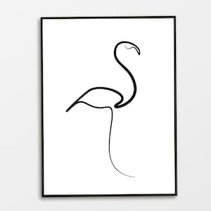 Minimalist Flamingo Line Art Print (Digital Download)