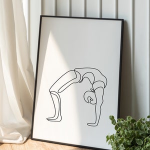 Mujer minimalista Pilates Yoga Deporte Fitness Pose Descarga digital Arte imprimible, Arte de una línea de persona de salud, Diseño minimalista de arte impreso