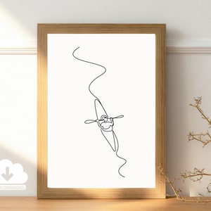 Minimalista Kayak canoa Line art Impresión de descarga digital, arte de línea simple imprimible digital, arte mínimo de una línea, diseño de línea de deportes acuáticos