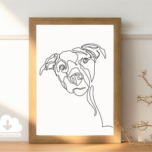 Minimalist Dog Animal Portrait Head Simple One Line Digital Printable Print Download Wall Art Design