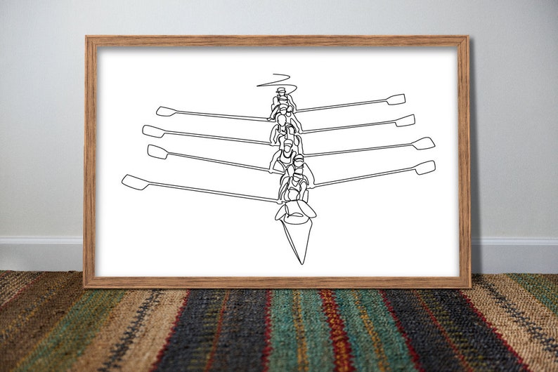 Rowing Team Line Art Print: Minimalist Crew Boat (digital Download) - Etsy