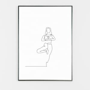 Minimalist Woman Pilates Yoga Fitness Digital download Printable Art, Woman Fitness Silhouette Line art, One Line Print Art Minimal Design
