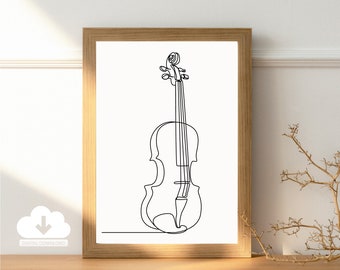 Minimalist Violin Line Art Print: Single Line Design (Digital Download)
