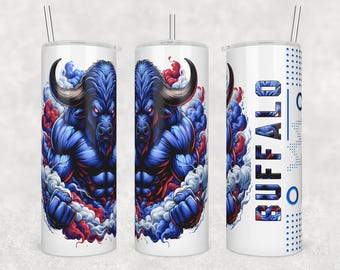 Buffalo Tumbler PNG: Colorful Smoke Art, School Mascot (20 Oz Skinny Wrap)