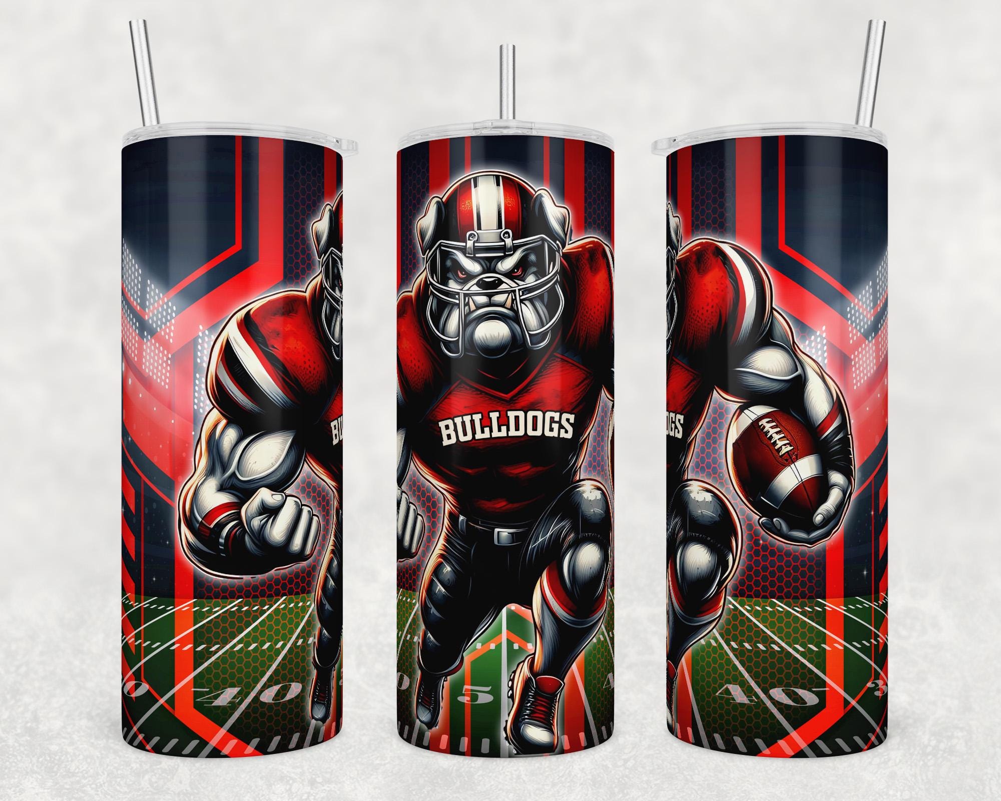 Bulldog Tumbler Wrap, 20 Oz Skinny Tumbler Png, Bulldog Sport Muscle and Angry Sublimation, Bulldogs Football Mascot Sport Style