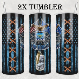 US Air Force American Flag Tumbler Wrap, 20 oz Tumbler Png, Soldier Camouflage Metal Tag With Bullet On Chain,Sublimation Digital Download
