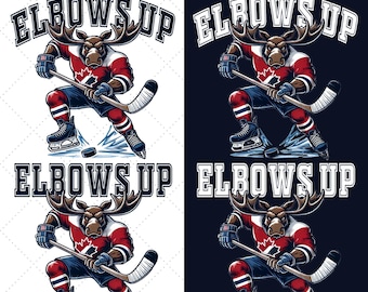 Alce agresivo de hockey PNG: mascota canadiense (300 DPI)