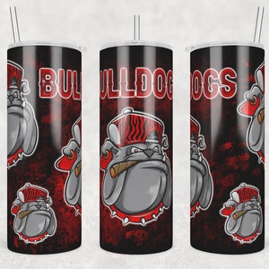 Bulldogs Tumbler Wrap, Red and Black Grunge Theme, 20 oz Skinny Tumbler Sublimation Png, Animal drawings, Bulldogs Family Digital Download