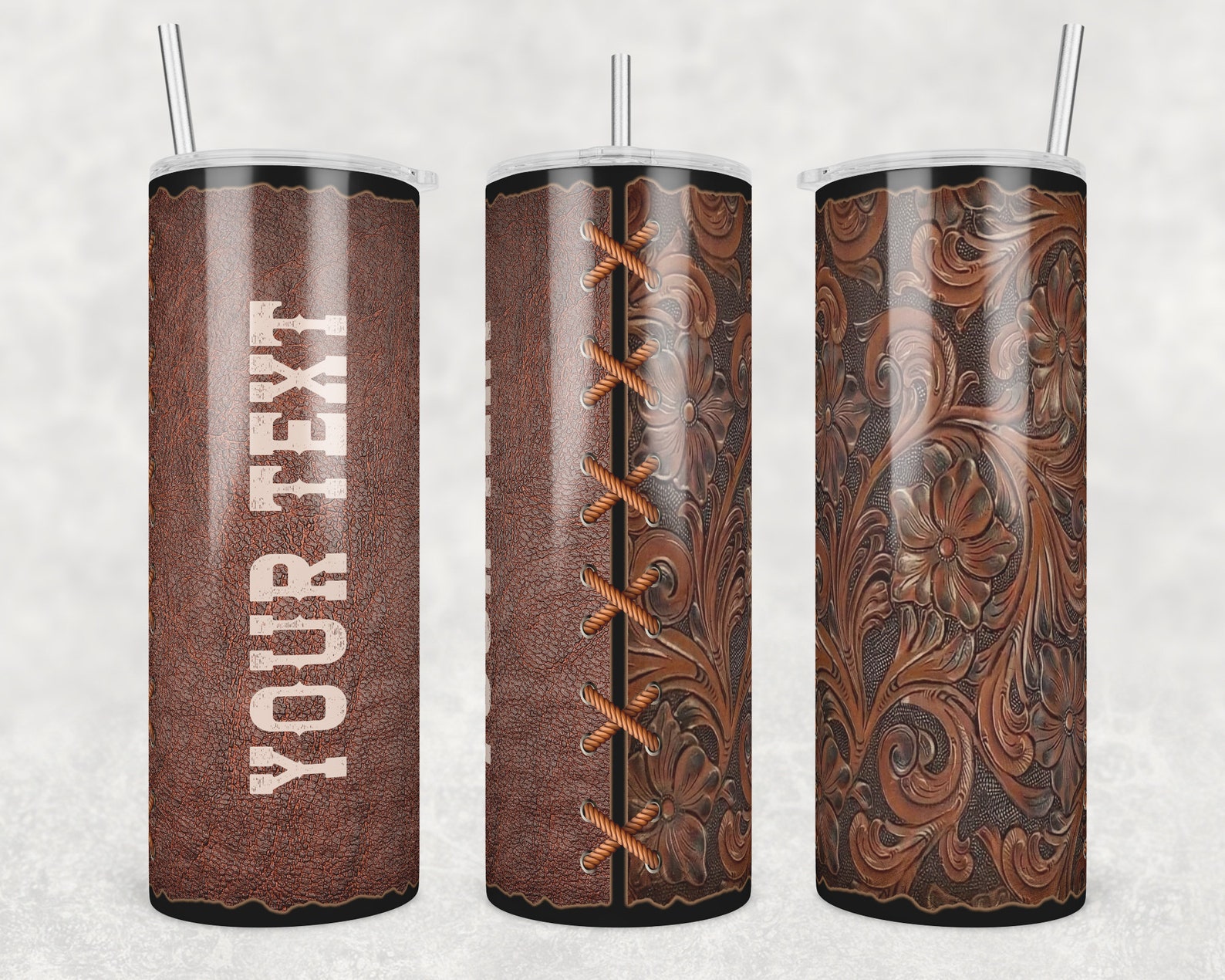 Tooled Leather Tumbler PNG, Western Tumbler Png, 20 Oz Skinny Tumbler ...