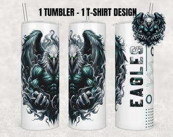 Eagle Tumbler Png, 20 Oz Skinny Tumbler Wrap, Colorful Smoke Art Design Print, Eagle Angry Sublimation, Eagles School Mascot Sport Style