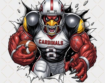 Mascotte del football Cardinal PNG, arte sportiva feroce (download digitale)
