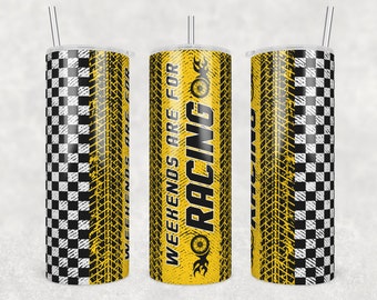 レース チェック柄 20 オンス タンブラー PNG: 週末はレース (デジタルダウンロード)