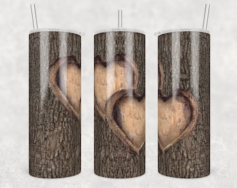 Vaso de corazón tallado en madera PNG: Diseño de sublimación para San Valentín (Descarga digital)