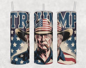 Trump 2024 Tumbler PNG: Camo Flag Eagle Design (Digital Download)