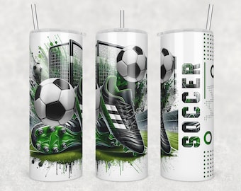 Soccer Tumbler Png, Goal Post, Soccer Cleats and Soccer Ball, Sublimation Tumbler Design, 20 oz Skinny Wrap, Original Creator