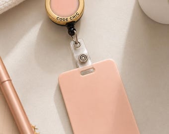 Blush Pink RN Badge Reel, Cute Nurse Badge Holder, Nurse Accessories, Badge Buddy, Gift for Nurse, Minimalist Nurse Style
