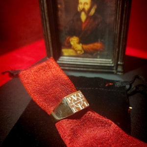 Enochian Ring of John Dee - Custom made & gold plated 24K Ring of Solomon - Hand made Pele Ring