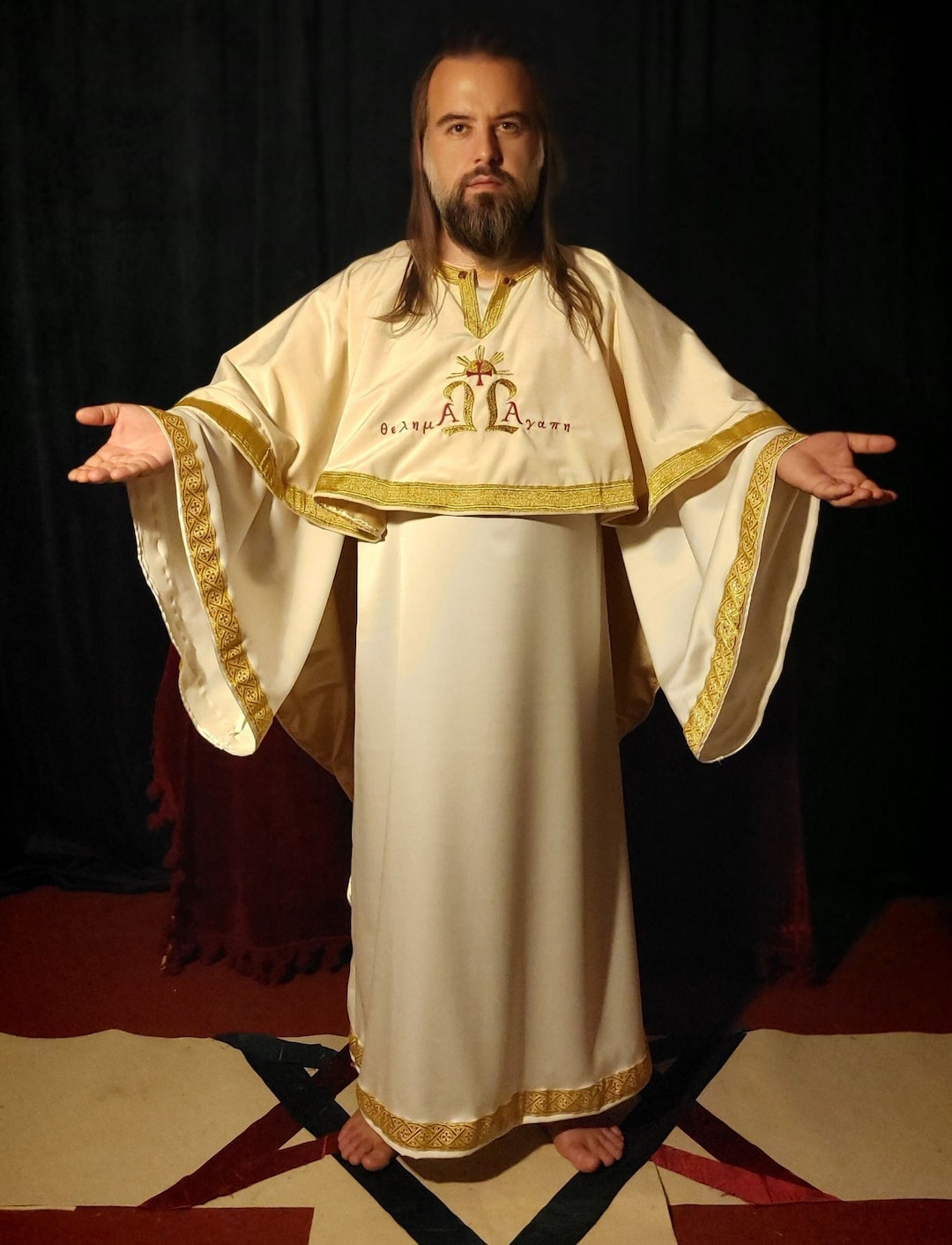 Deacon's Robe for the Gnostic Mass | Yellow Stole | Thelemic Mantle for ...