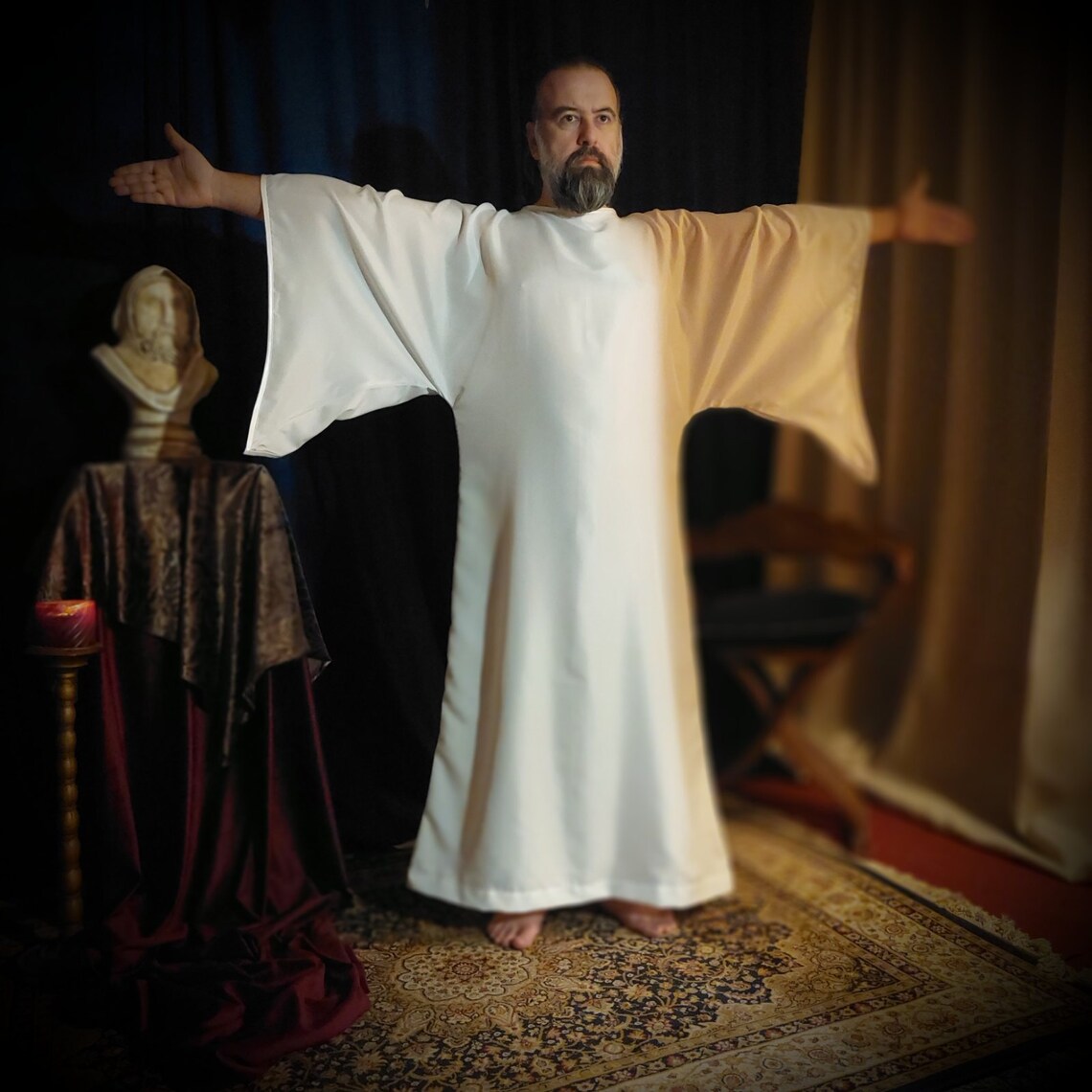 A Magic Robe White Robe for Rituals * Magic Robe, Tau Robe, Ceremony Robe, Thelema ...