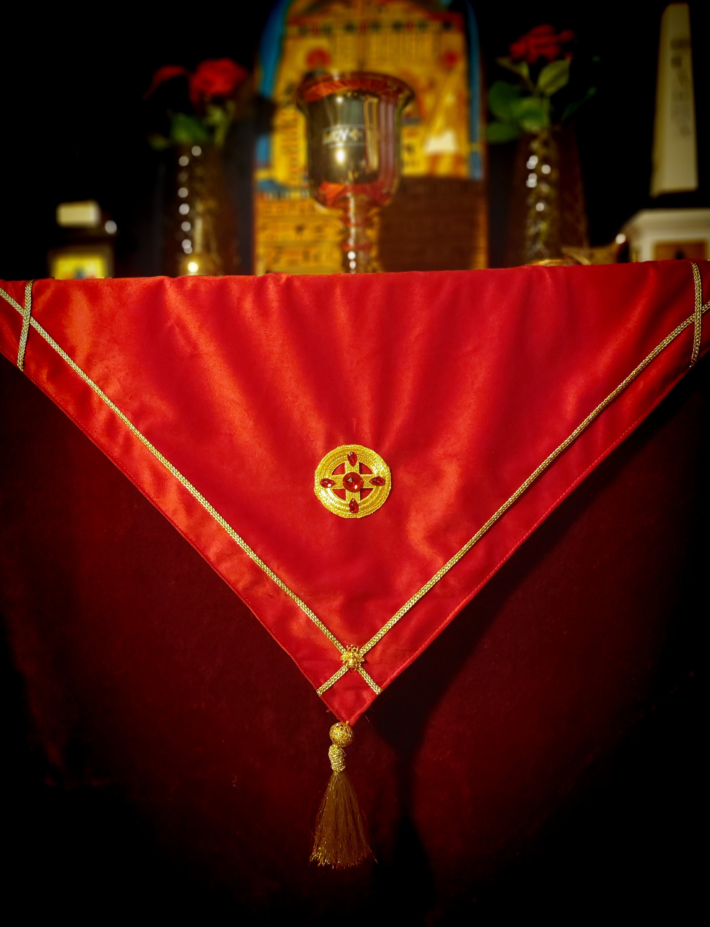 Thelemic Altar Cloth | Tablecloth for occult practice | Cross within the Circle symbol
