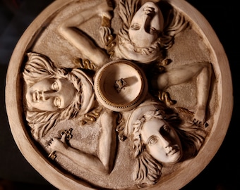 Wheel of Hekate - Hecate's Triskelion, Altar plate, Incense offering disk, Ornament for Hekate's Altar