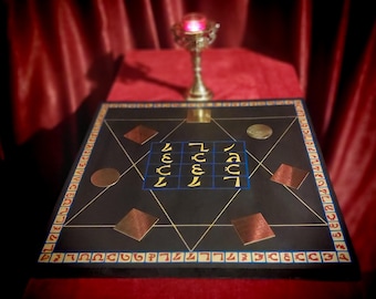 The Enochian Holy Table of John Dee. Handcrafted Occult Artifact for Angelic Communication. Made to Order on Natural Wood with 22K Gold Leaf