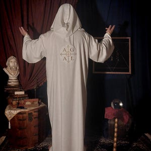 Enochian Magic Robe - Custom Sized Handmade Ritual Hooded Robe with AGLA Sigil - Golden Dawn, John Dee, Angelic Invocation