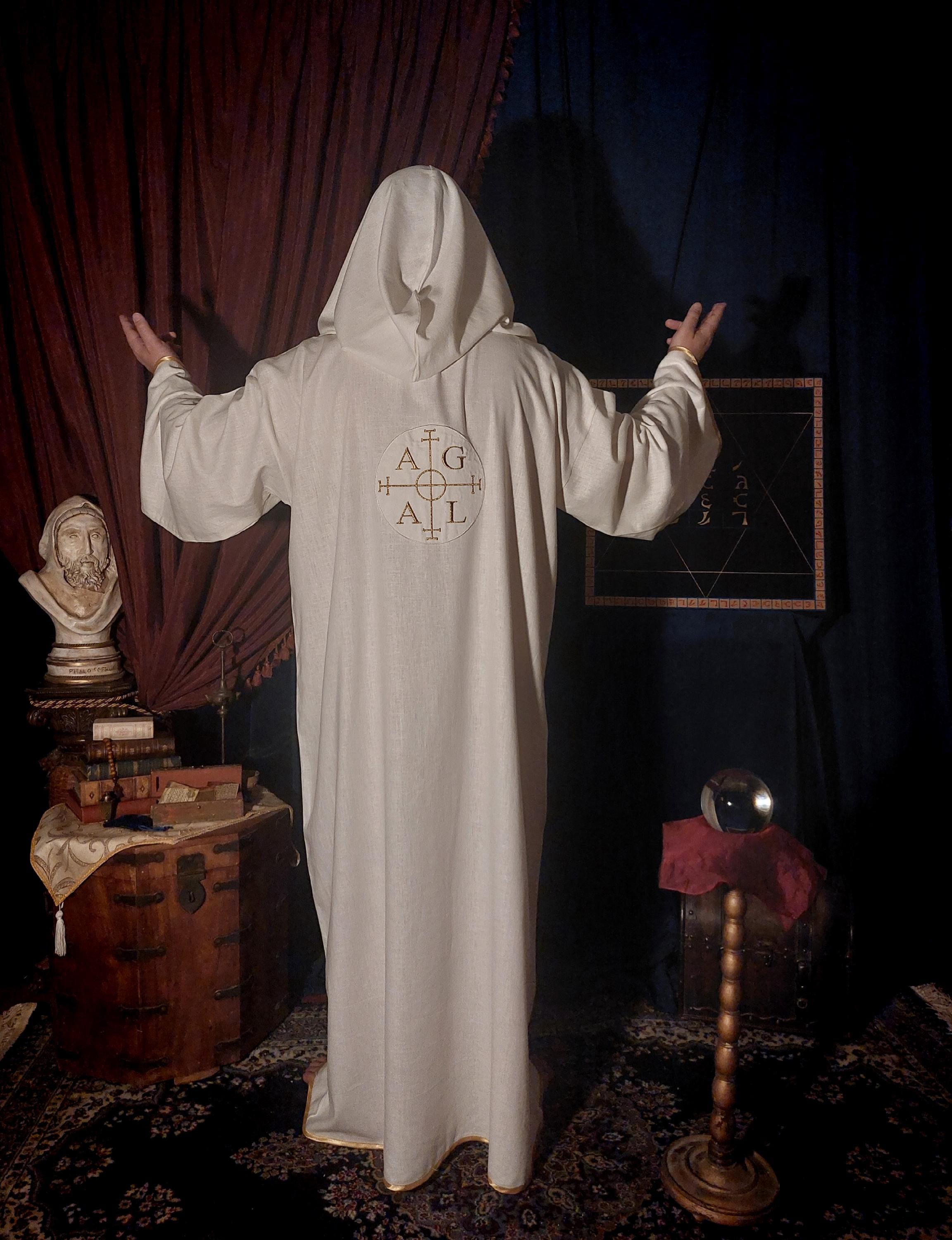 Magoc Robe Enochian Magic Robe - Custom Sized Handmade Ritual Hooded Robe With ...