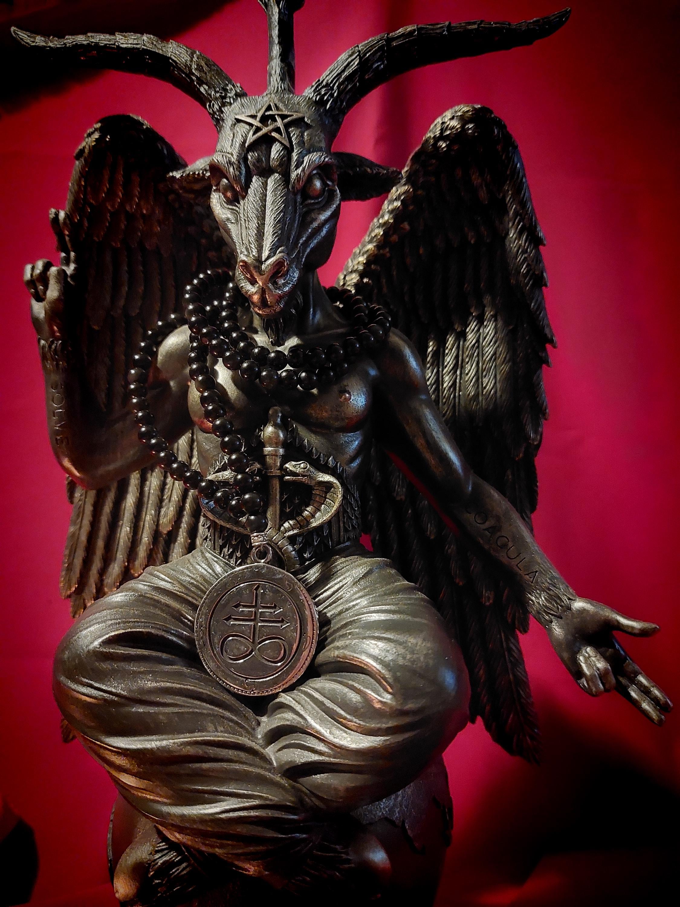 Baphomet Obsidian Rosary – Ritual Necklace With Leviathan Seal | Gothic ...