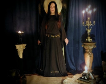 Hekate Robe, Hekate Ritual Robe, Black Tau Robe with Belt, Magic Tunic, Ceremonial Robe, Magic Belt, Theurgy, Paganism, Witchcraft