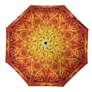 Parapluie mandala de feu - Ouverture automatique et fermeture, géométrie sacrée
