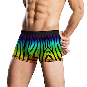 Herenondergoed met regenboogzebraprint - ademende melkzijde - hoge elasticiteit en vochtafvoerend