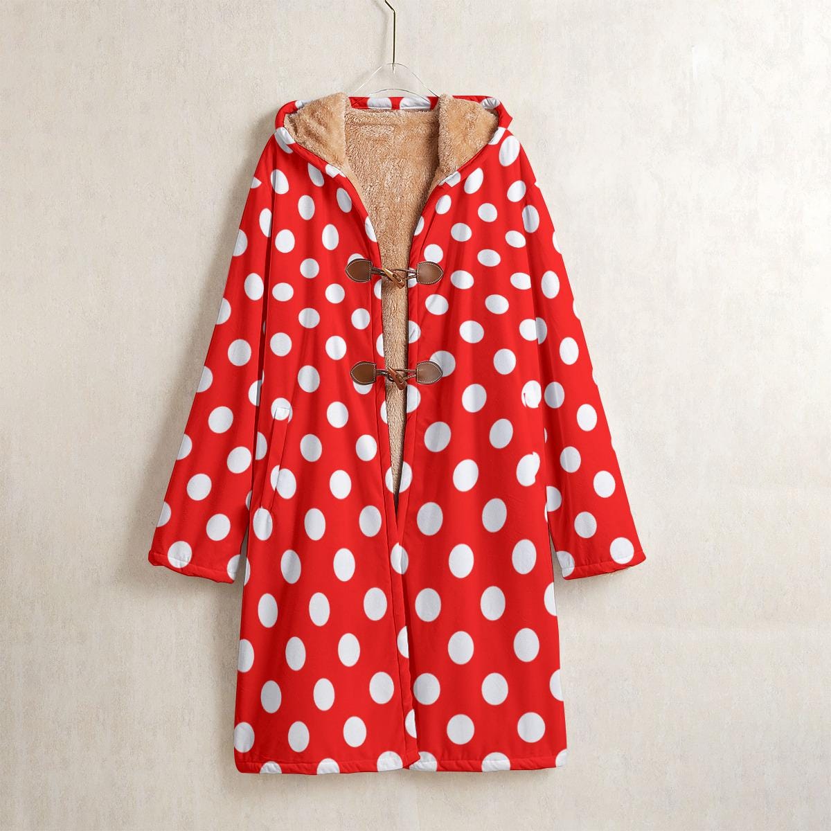 Red Polka Dot Fleece Windbreaker: Sherpa Lined Retro Hoodie - Etsy